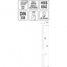 Burghiu metal 2.0 mm prindere hexagonala Yato 1/4..